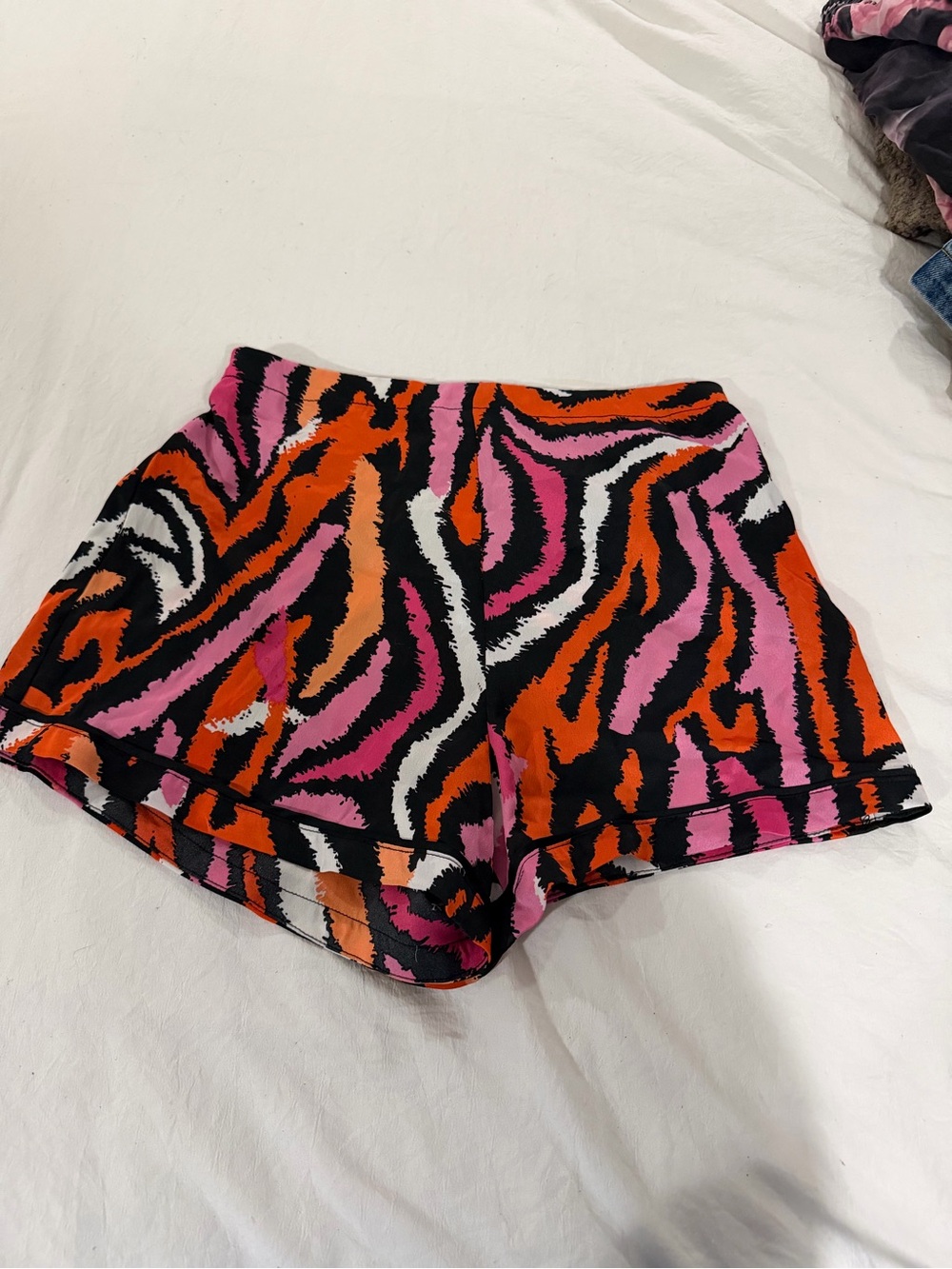 Diane Von Furstenberg Zebra-Print Shorts in Pink, Orange & Black